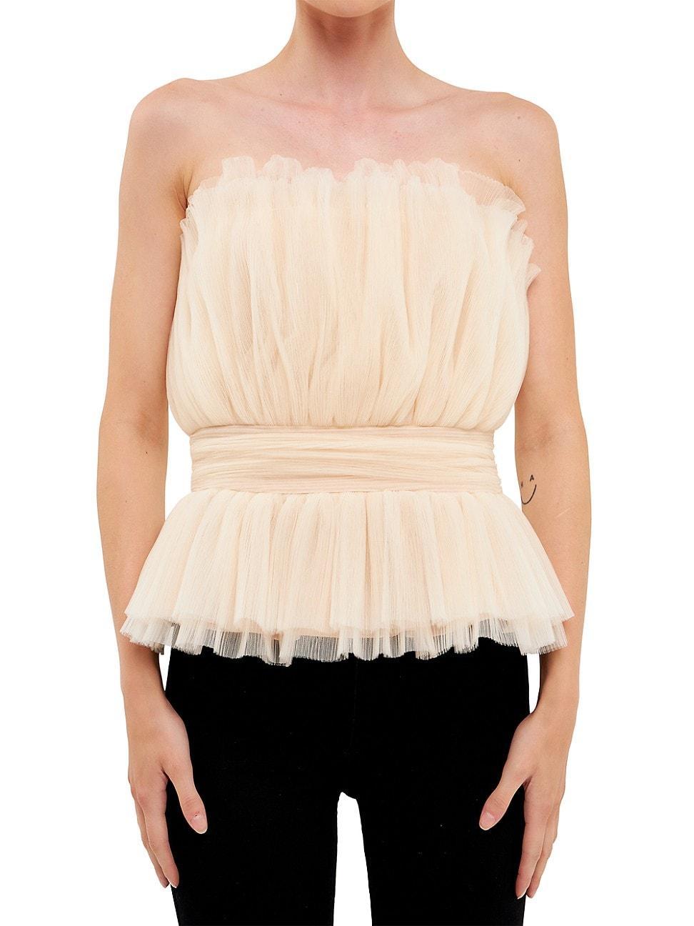 Endless Rose Strapless Tulle Peplum Top Product Image