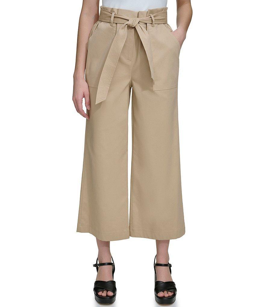 Calvin Klein Stretch Belted Wide Leg Cropped Pants product image