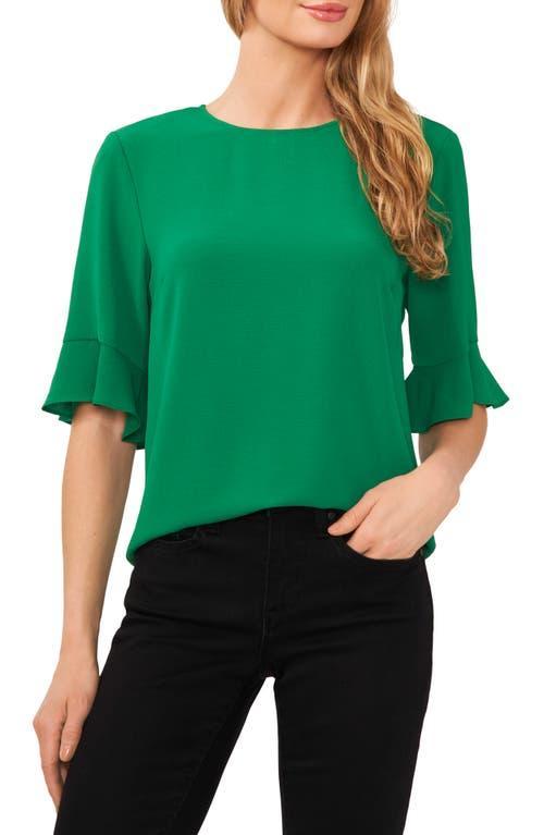 CeCe Womens Ruffled-Cuff 3/4-Sleeve Crew Neck Blouse Product Image