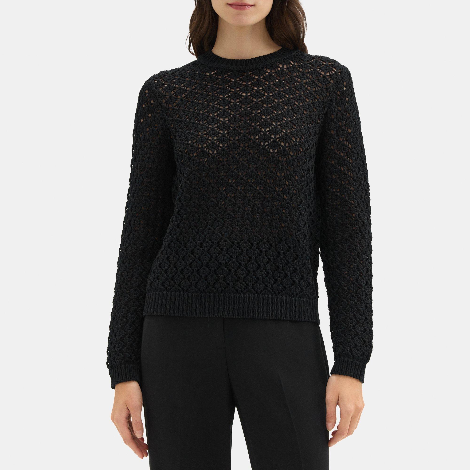 Cotton-Blend Layered Open Stitch Sweater | Theory Outlet product image