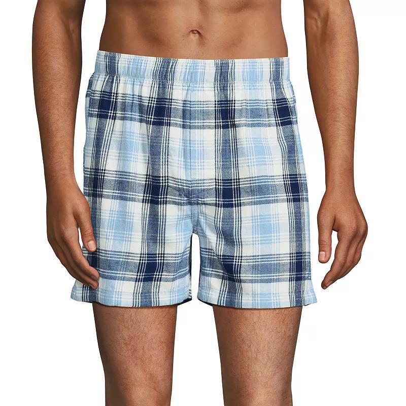 Mens Lands End Classic-Fit Cotton Flannel Boxers Blue Alabaster Plaid Product Image