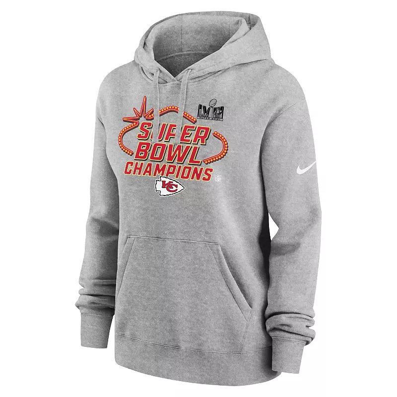 Womens Nike Heather Gray Kansas City Chiefs Super Bowl Lviii Champions Locker Room Trophy Collection Pullover Hoodie Product Image