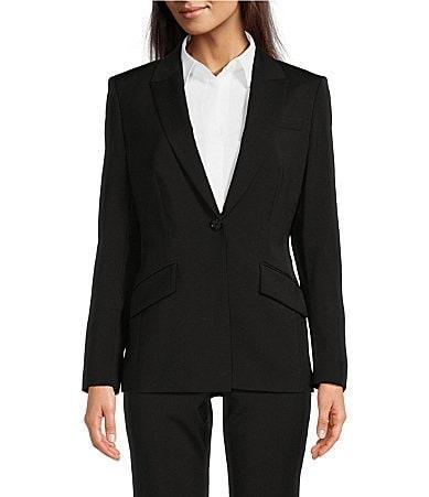 BOSS by Hugo Boss Jabinalah Virgin Wool Notch Lapel Collar Long Sleeve One Product Image