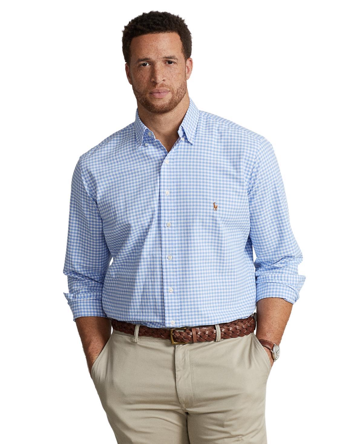 Polo Ralph Lauren Mens Big & Tall Gingham Oxford Shirt - Light Blue Product Image