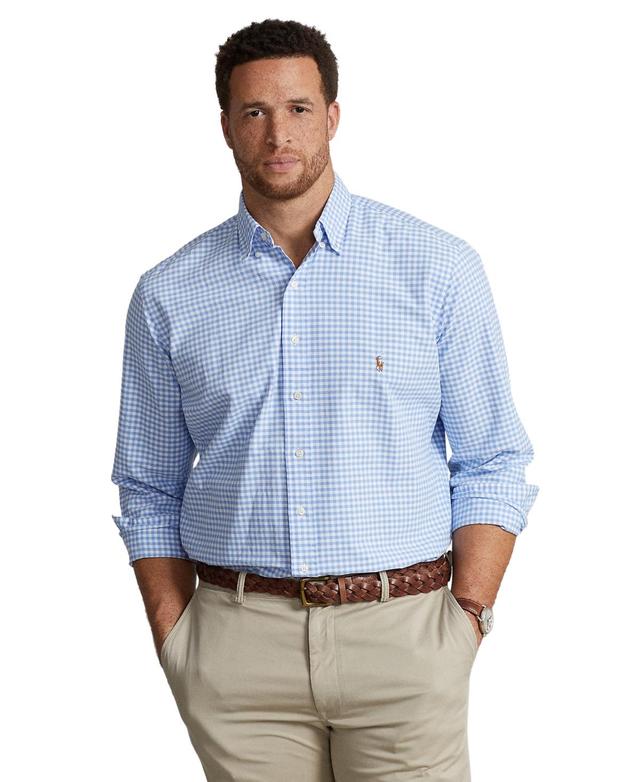 Polo Ralph Lauren Mens Big & Tall Gingham Oxford Shirt - Light Blue Product Image