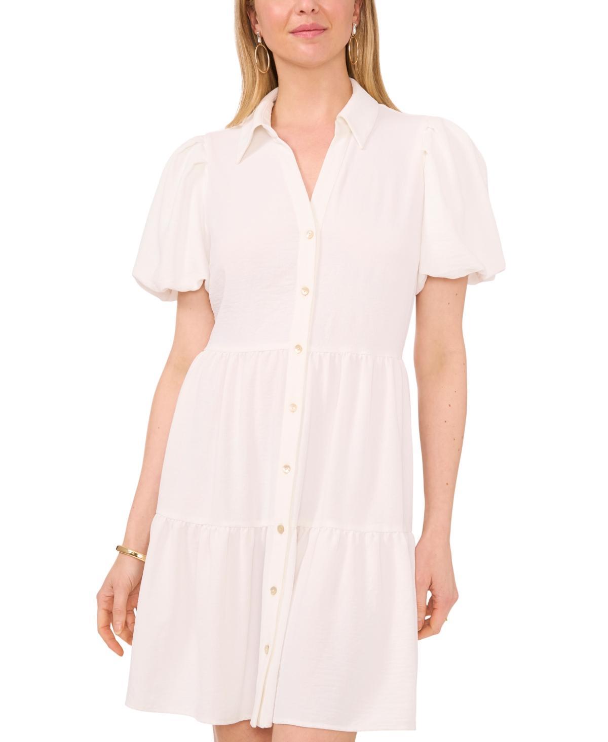 Msk Womens Puff-Sleeve Fit & Flare Shirtdress Product Image