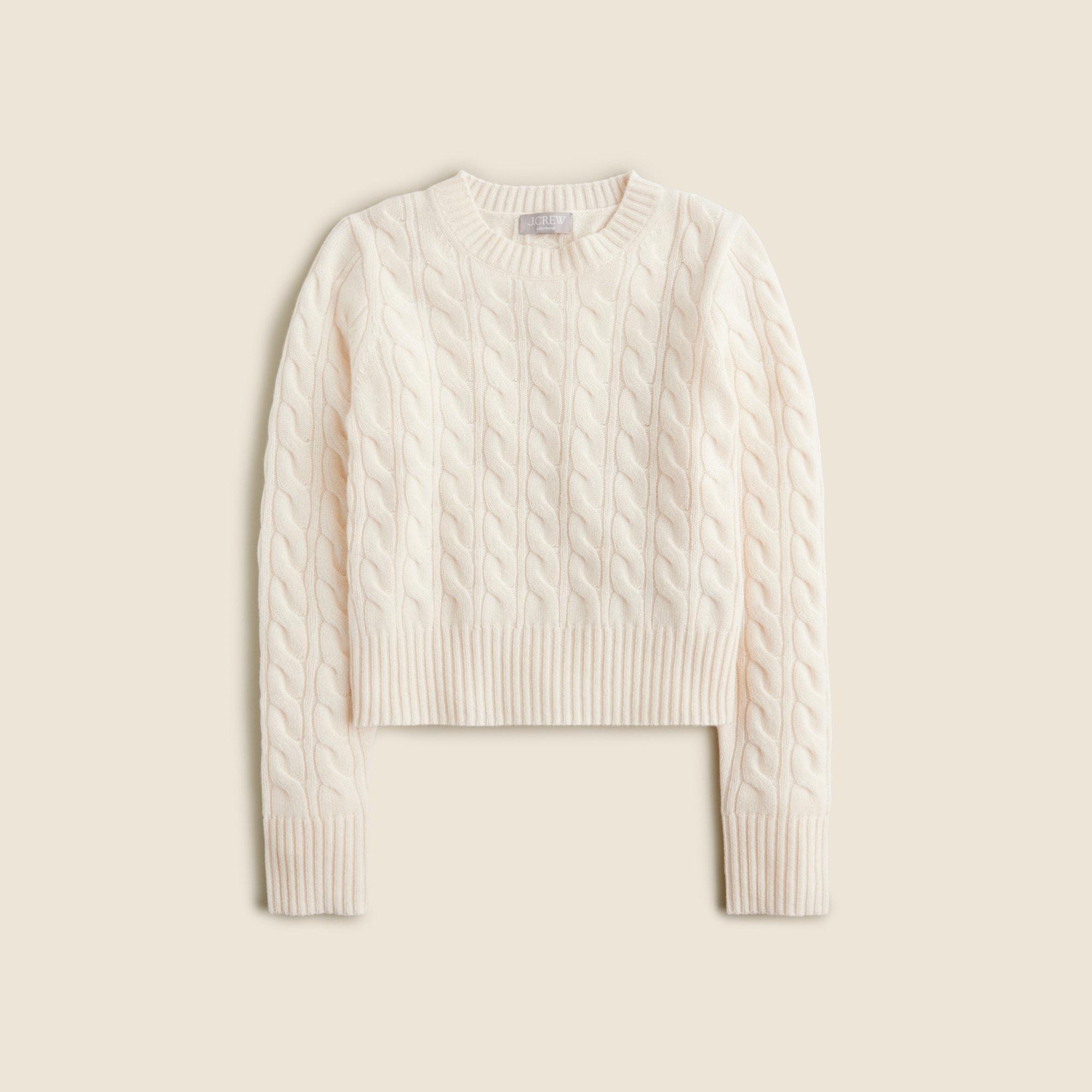 Cashmere shrunken cable-knit crewneck sweater Product Image