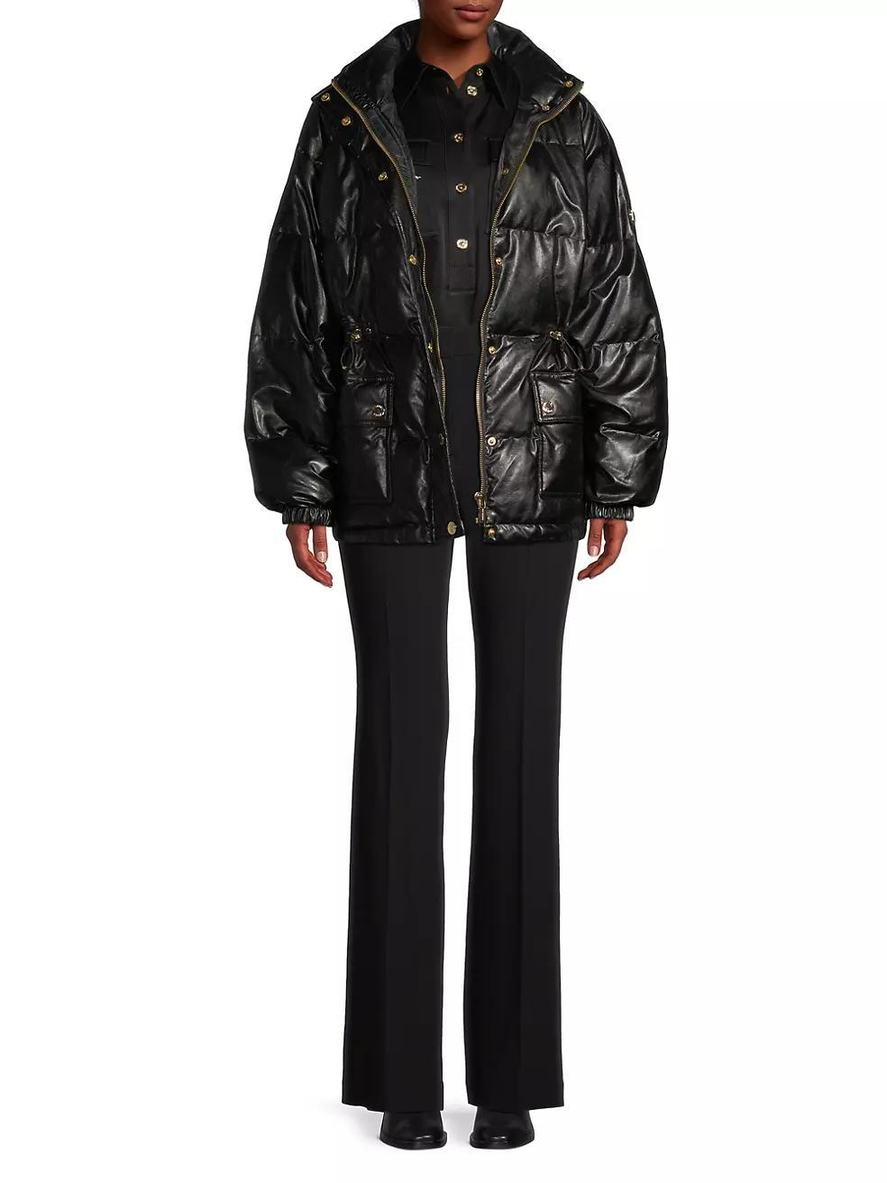 Faux-Leather Puffer Jacket Product Image