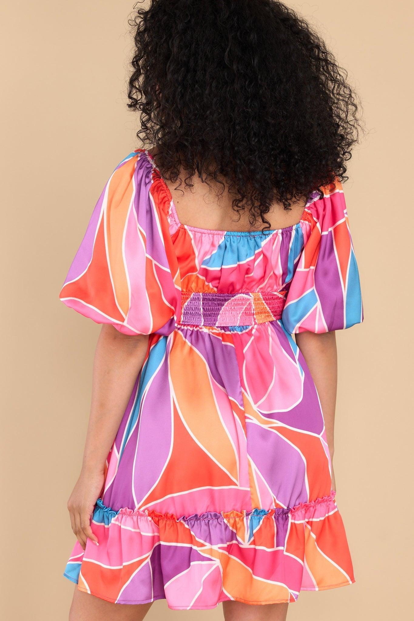 Put It In The Past Pink Multi Print Dress Product Image