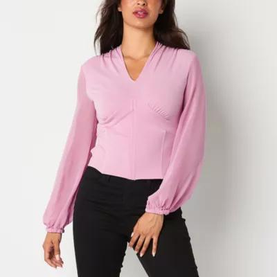 Bold Elements Womens V Neck Long Sleeve Blouse Product Image