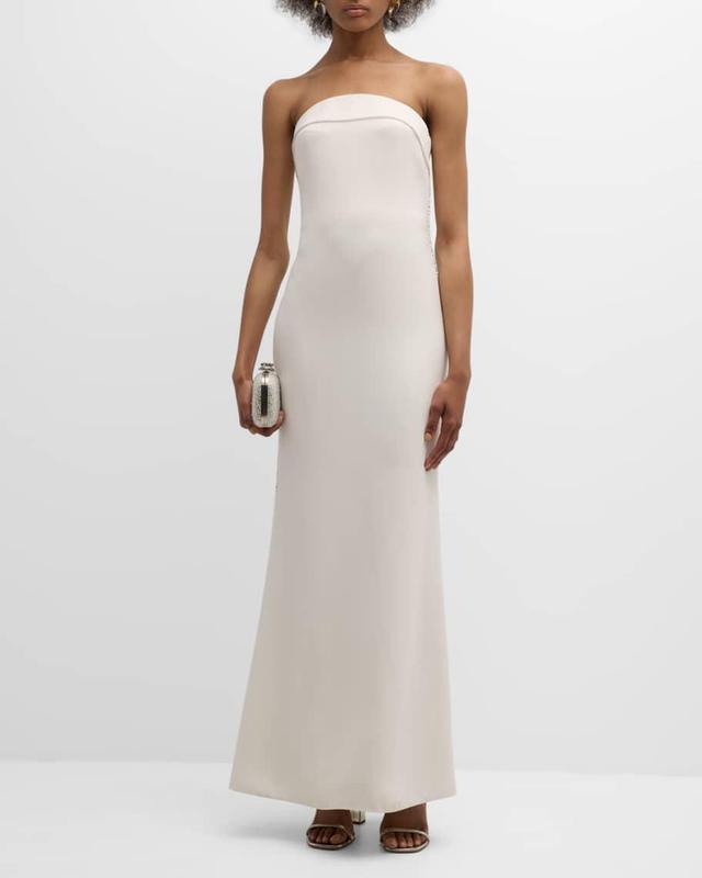 Satin Strapless Gown with Crystal Trim Product Image