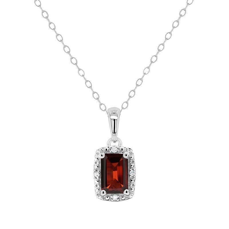 Celebration Gems Sterling Silver Gemstone & Diamond Accent Pendant Necklace, Womens Red Product Image