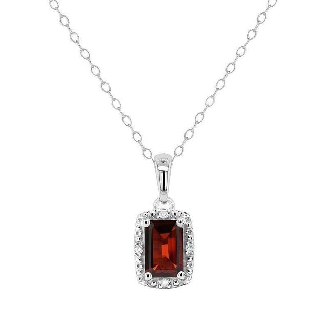 Celebration Gems Sterling Silver Gemstone & Diamond Accent Pendant Necklace, Womens Red Product Image