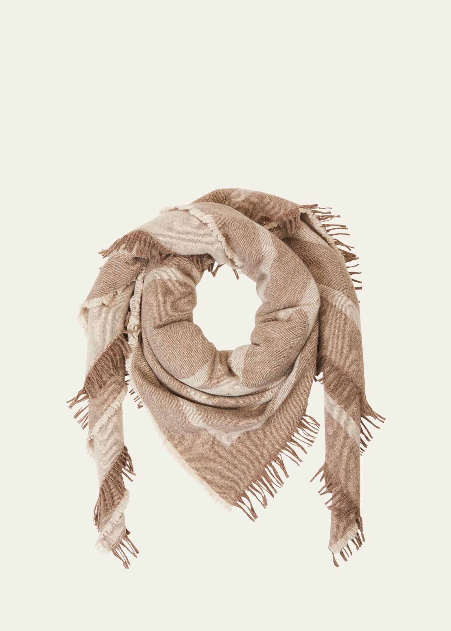 Totme Monogram Wool & Cashmere Fringe Scarf Product Image