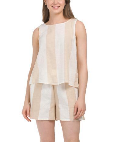 Linen Blend Back Overlap Sleeveless Crop Top for Women Product Image