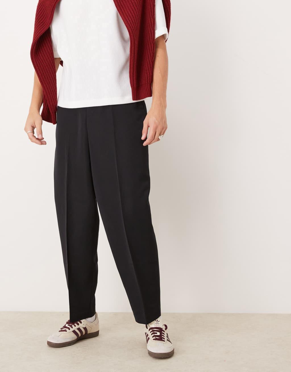 ASOS DESIGN dressy balloon fit pants in black Product Image