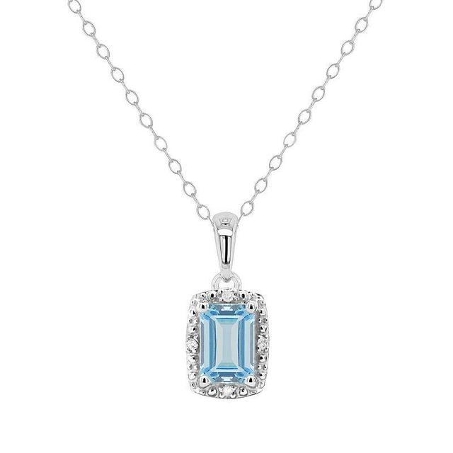 Opal (1/3 ct. t.w..) and Diamond Accent Pendant Necklace in Sterling Silver (Also Available - Aquamarine Product Image