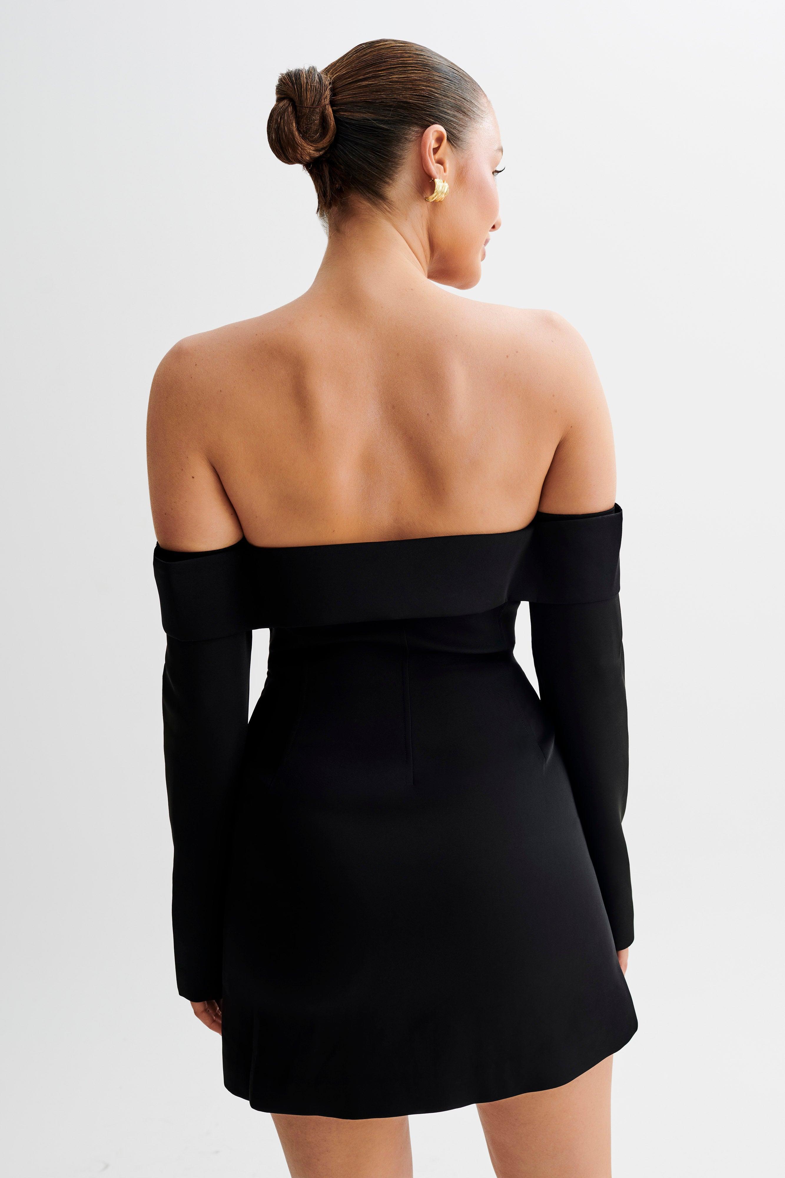 Hugo Suiting Off Shoulder Mini Dress - Black Product Image