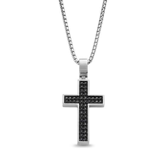 Vera Wang Men 1 CT. T.w. Black Diamond Cross Pendant in Sterling Silver - 22" Product Image