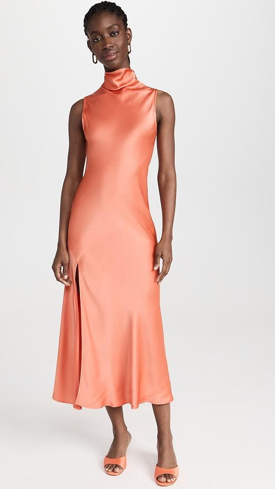 LAPOINTE Double Face Satin Drape Neck Sleeveless Dress | Shopbop Product Image