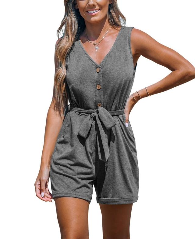 Cupshe Womens Rosalinda Belted V-Neck Romper Product Image