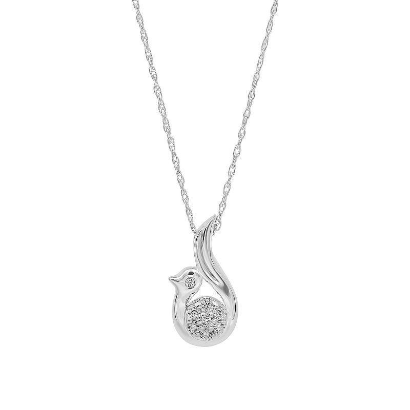 Sterling Silver 1/6 Carat T.W. Diamond Dove Pendant Necklace, Womens Product Image