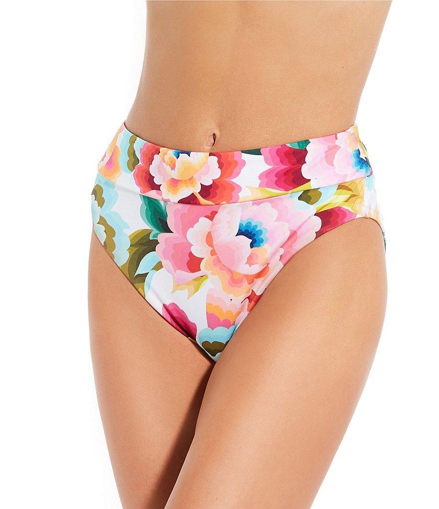 Gibson & Latimer Radiating Blooms Banded High Leg High Waisted Swim Bottom Product Image