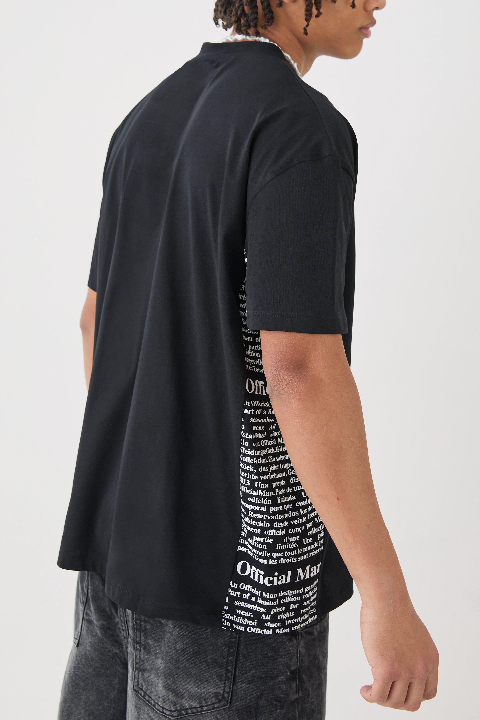 Oversized Extended Neck Side Text Graphic T-shirt | boohooMAN USA Product Image