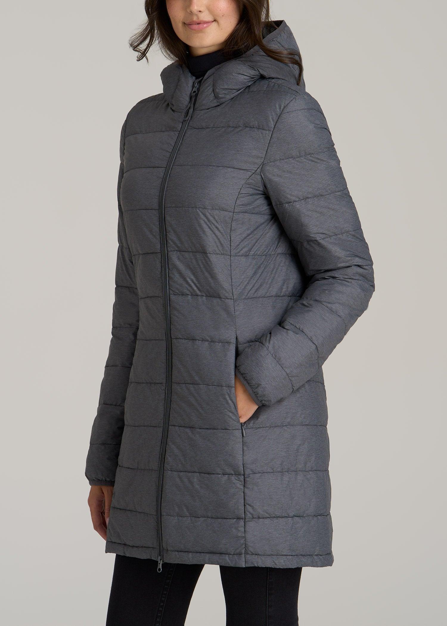 Packable Puffer Jacket for Tall Women in Charcoal Space Dye Female Product Image