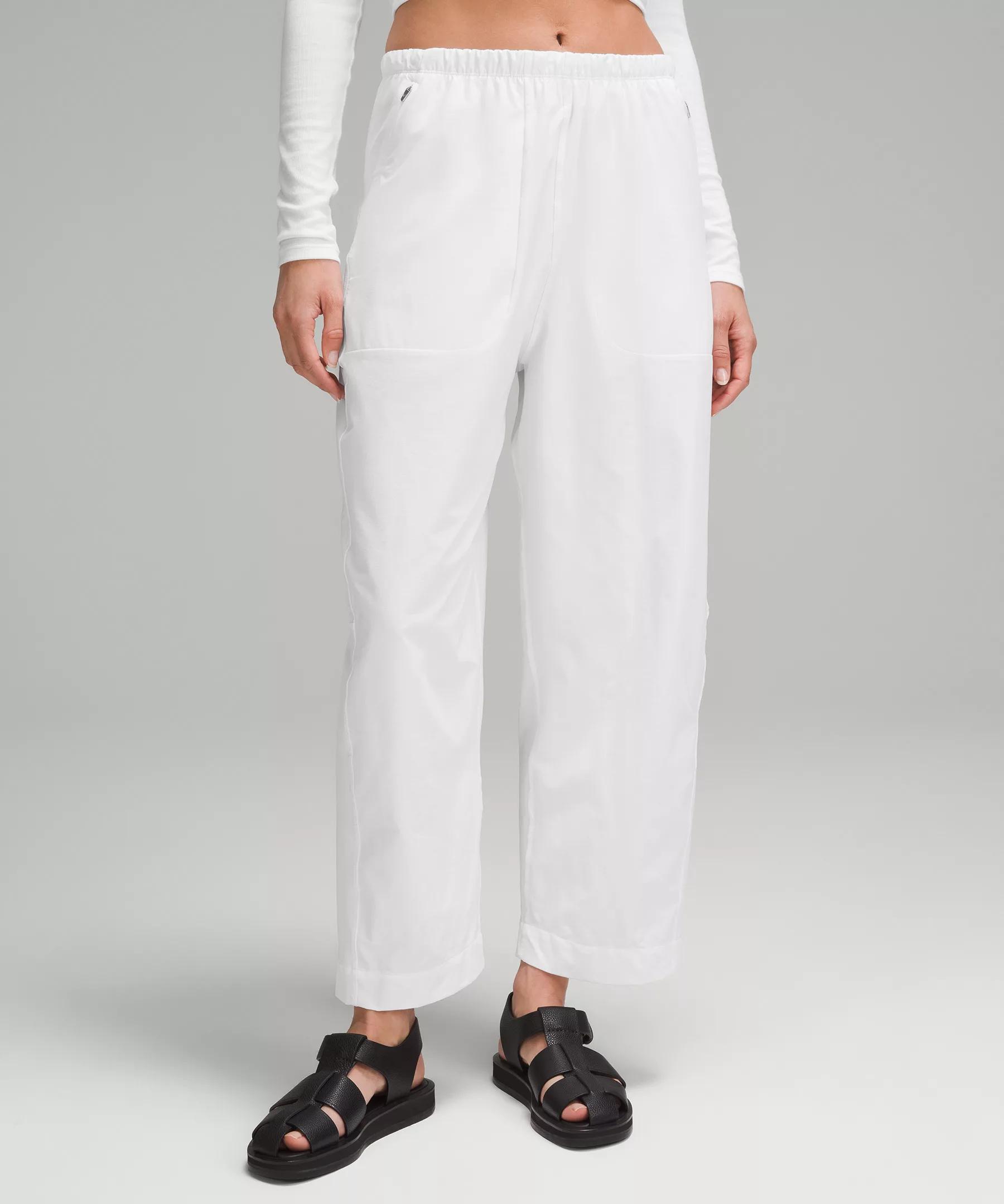 Lightweight Mid-Rise Barrel-Leg Cropped Pant Product Image