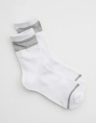 Aerie Metallic Wide Stripe Crew Socks Product Image