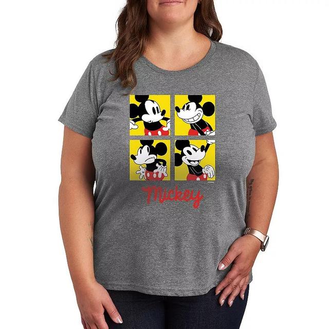 Disneys Mickey Mouse Plus Grid Graphic Tee, Womens Grey Gray Product Image