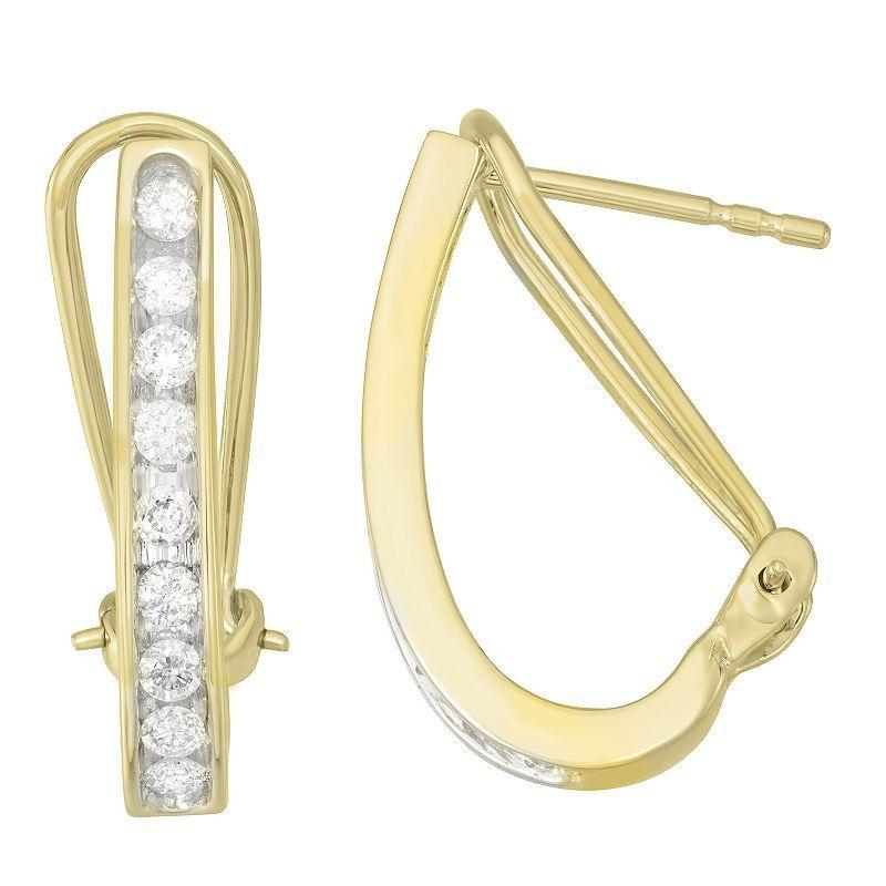 10k Gold 1/2 Carat T.W. Diamond J-Hoop Earrings, Womens, White Product Image