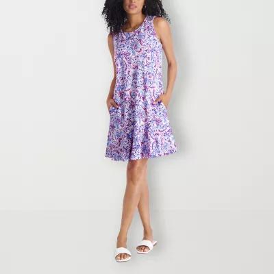 Stella Parker Womens Sleeveless Floral A-Line Dress Product Image