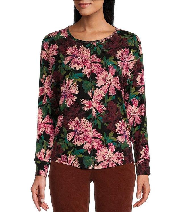 Westbound Evening Bloom Round Neck Long Sleeve Knit Tee Shirt Product Image