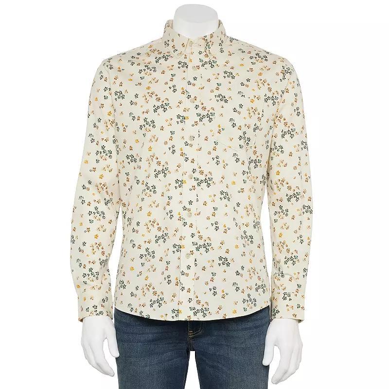 Mens Sonoma Goods For Life Perfect-Length Button-Down Shirt Green Floral Product Image