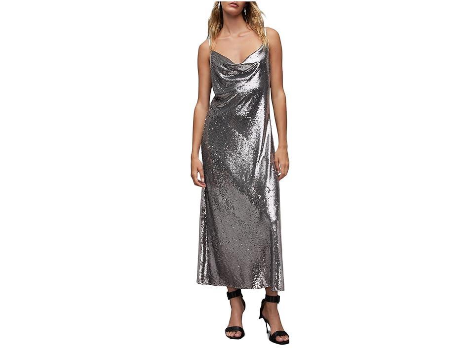 AllSaints Hadley Sequin Dress (Gunmetal Grey) Women's Clothing Product Image