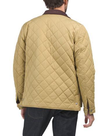 Diamond Quilted Utility Jacket With Corduroy Collar for Women | Polyester/Nylon Product Image