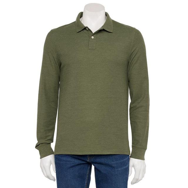 Mens Sonoma Goods For Life Long Sleeve Pique Polo Favian Green Product Image