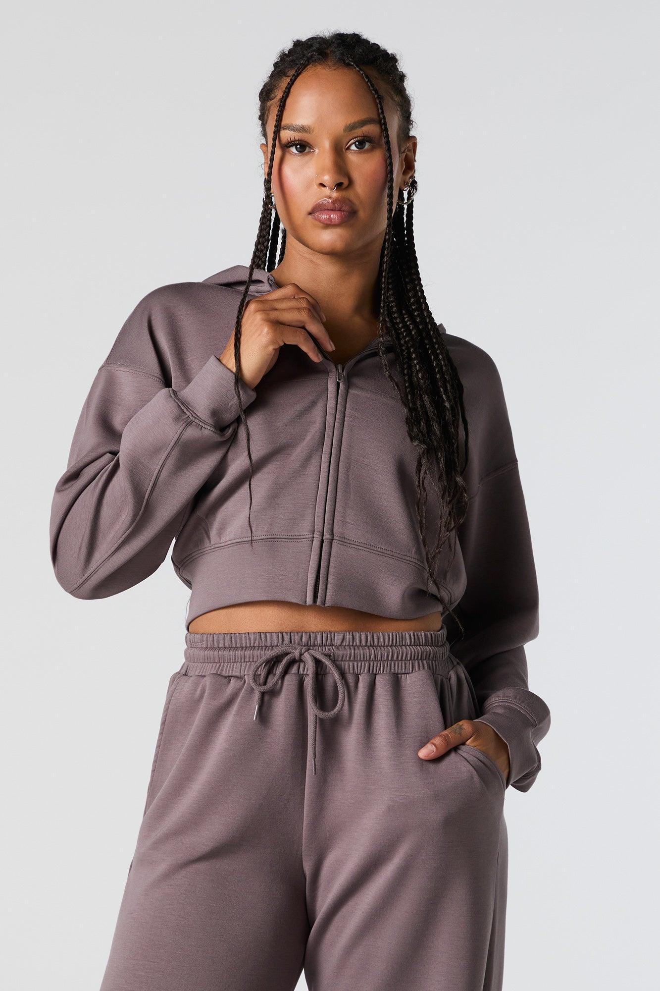 Active Zip-Up Cropped Fleece Hoodie Female Product Image