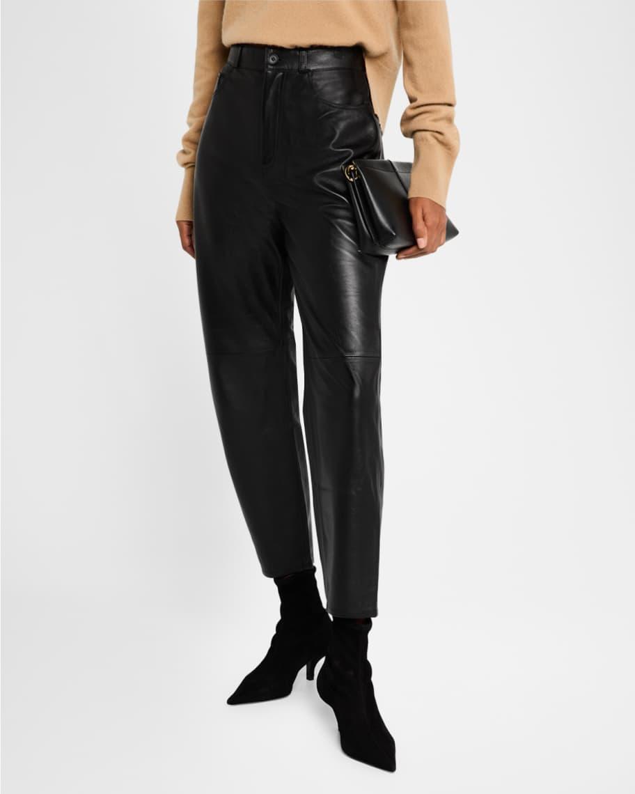 Five-Pocket Leather Tapered-Leg Trousers product image