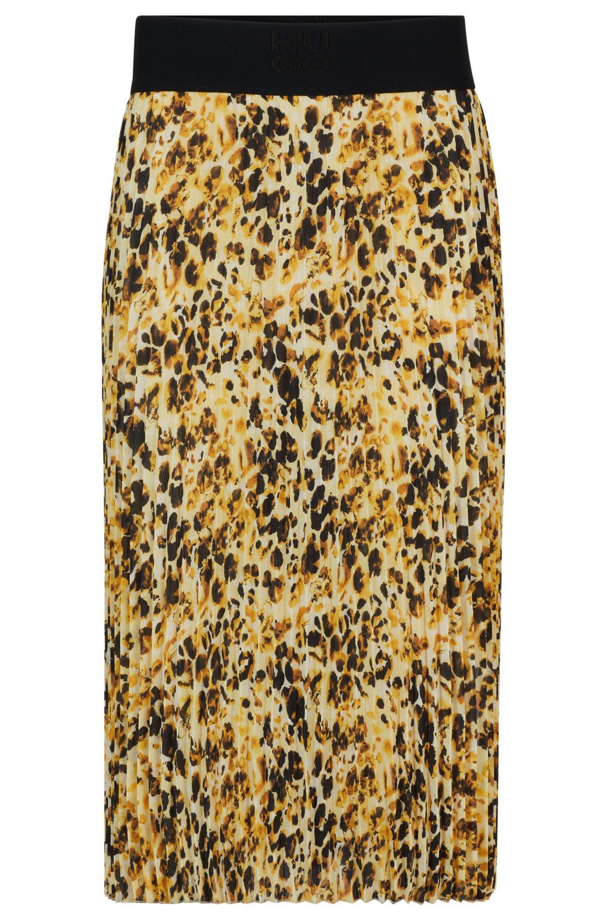 Logo-waistband plissé skirt with watercolor print Product Image