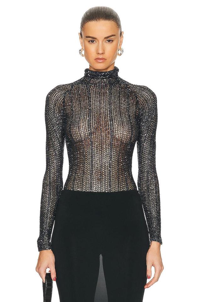 ALAA Sequin Bodysuit in Black Product Image