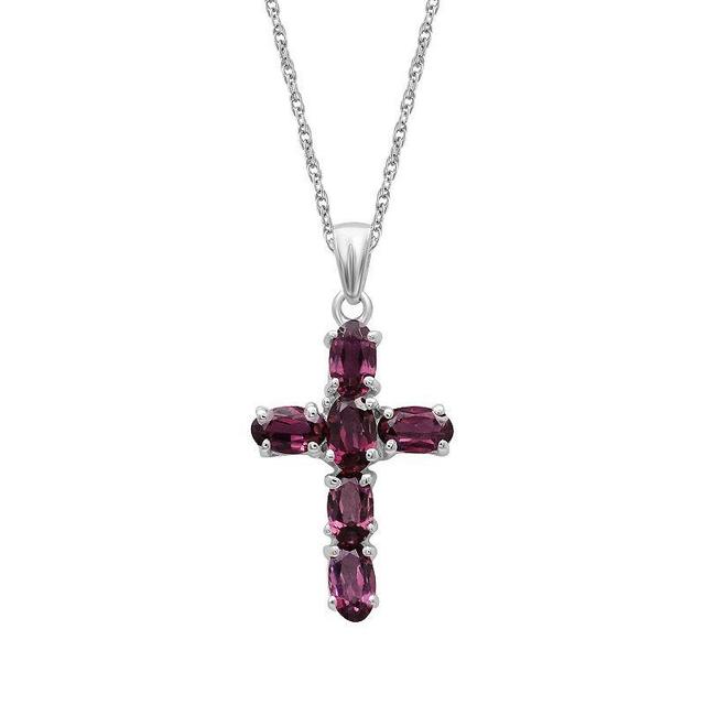 Jewelexcess Sterling Silver Garnet Cross Pendant Necklace, Womens Product Image