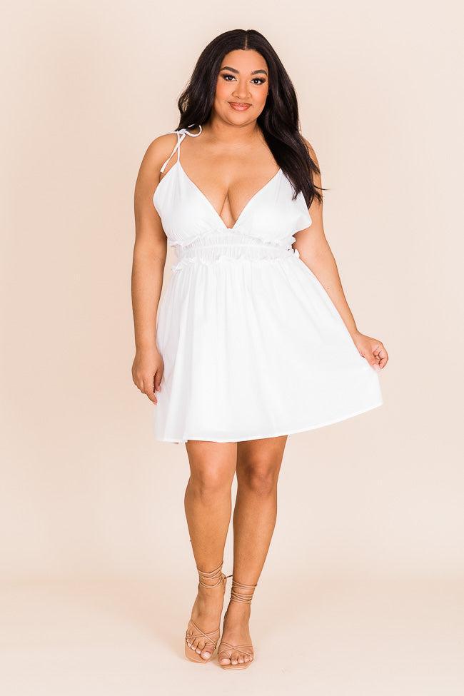 More Than You White V-Neck Mini Dress FINAL SALE Product Image