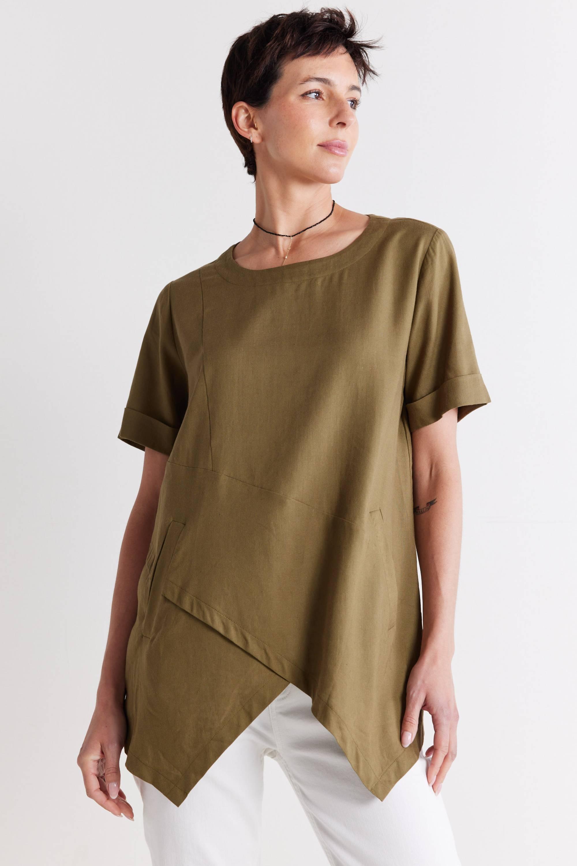 Breezy Asymmetric Linen Top Product Image