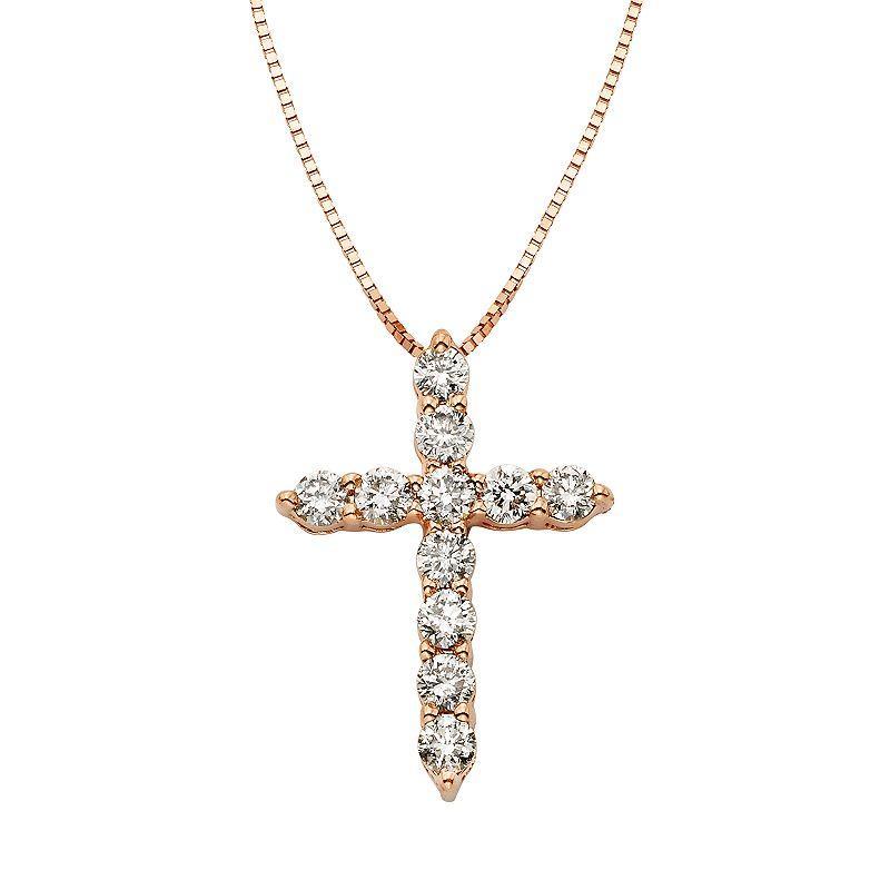 The Regal Collection 1/2 Carat T.W. IGL Certified Diamond 14k Gold Cross Pendant Necklace, Womens White Product Image