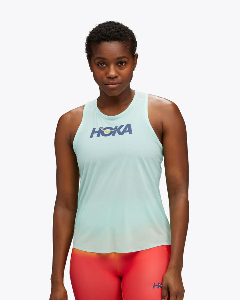 HOKA Womens Airolite Run Tank Top in Mirage, Size XL Product Image