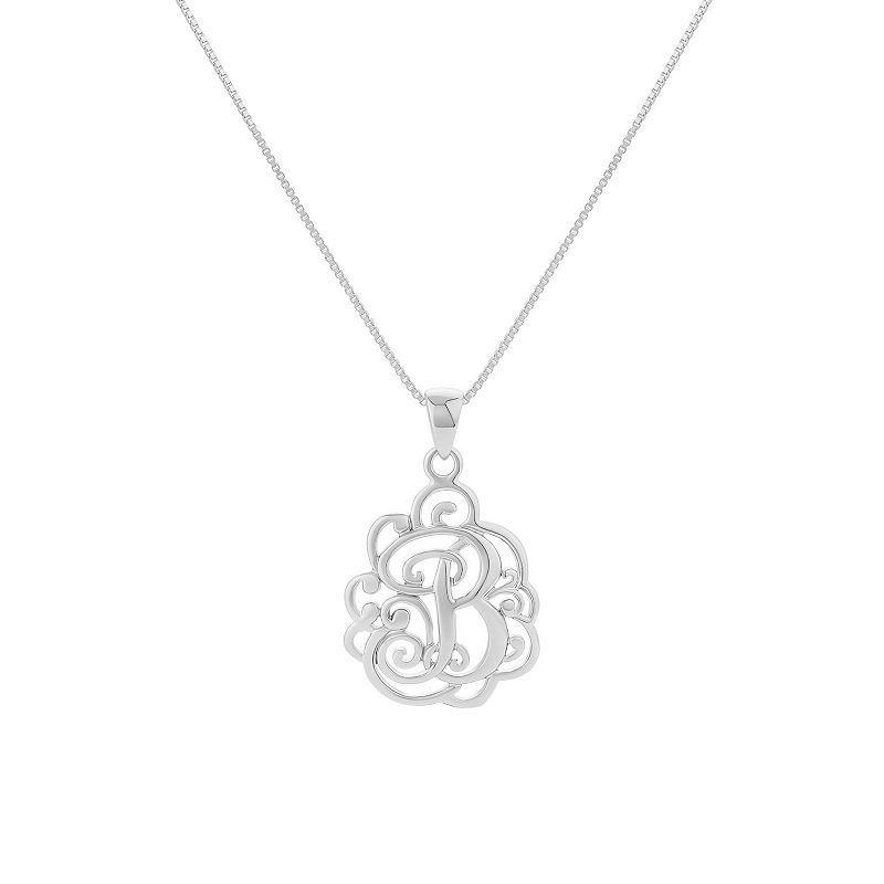 PRIMROSE Sterling Silver Monogram Initial Pendant Necklace, Womens Silver Tone S Product Image