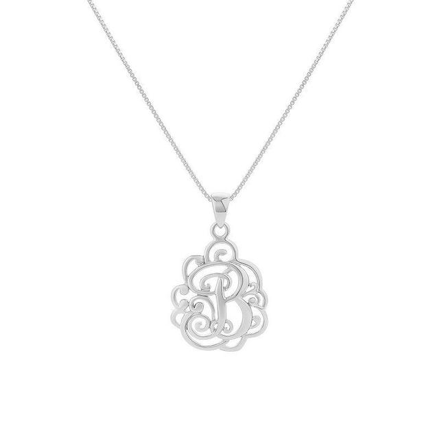 PRIMROSE Sterling Silver Monogram Initial Pendant Necklace, Womens Silver Tone S Product Image